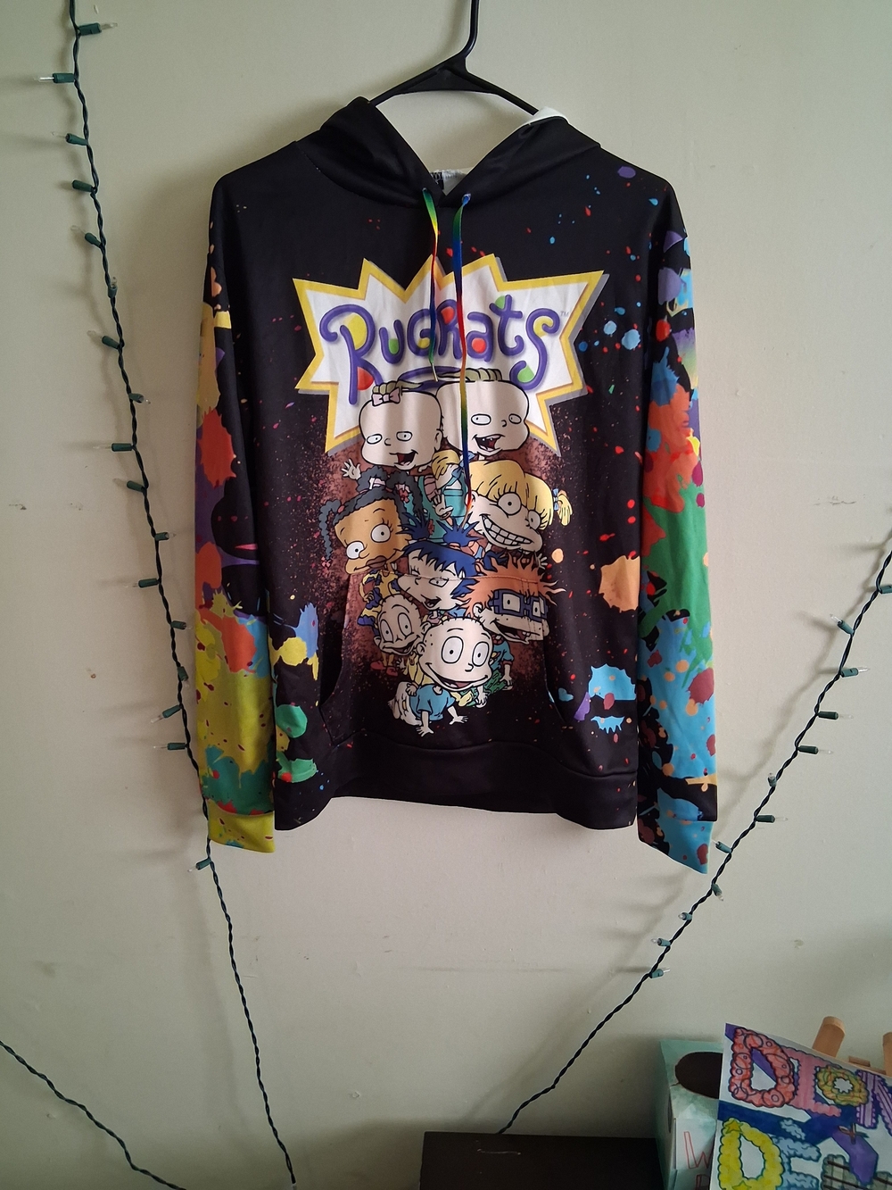 Kids Black Multi-Color Graphic Hoodie